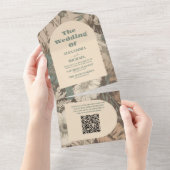QRコードソフト消音したアーストーン野結婚花 オールインワン招待状 (貼ってはがせる)