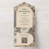 QRコードソフト消音したアーストーン野結婚花 オールインワン招待状 (内側)