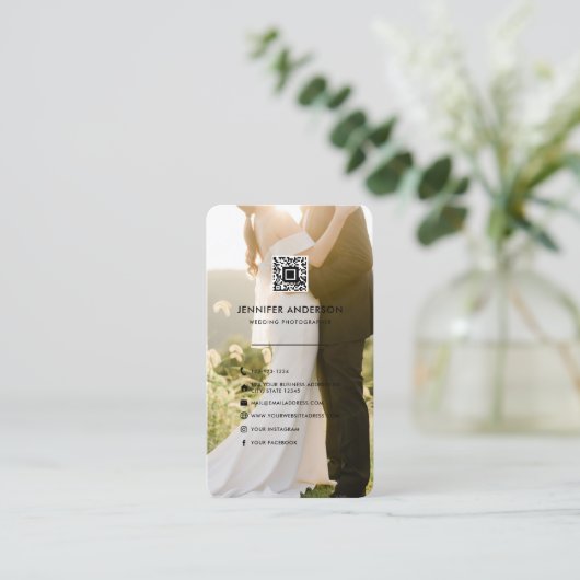 QRコードソーシャルメディアのアイコン結婚の写真家 名刺 (スタンド正面)