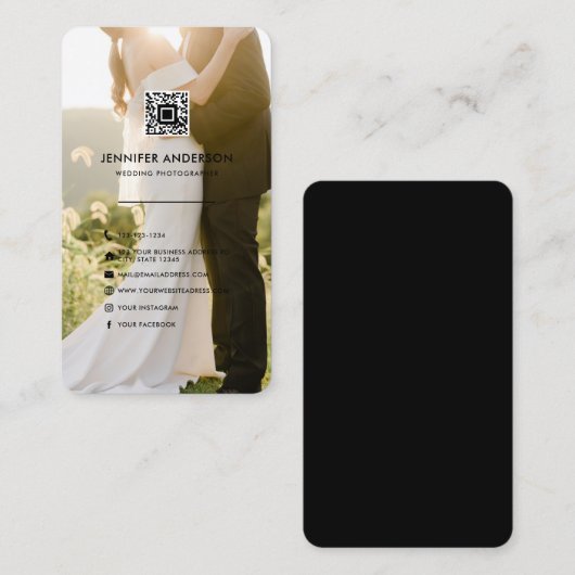 QRコードソーシャルメディアのアイコン結婚の写真家 名刺 (正面/裏面)