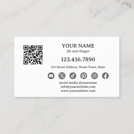 QRコードソーシャルメディアのブロガーの名刺 名刺 (裏面)