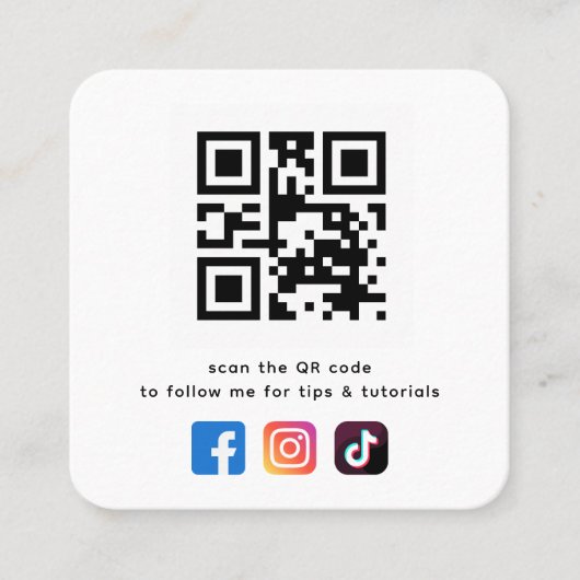 QRコードソーシャルメディアアイコンシンプルモダン スクエア名刺 (正面)