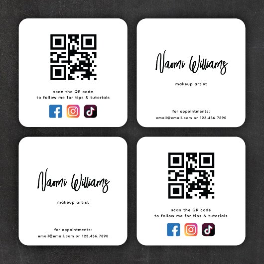 QRコードソーシャルメディアアイコンシンプルモダン スクエア名刺