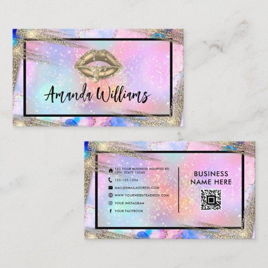 QRコードソーシャルメディアアイコンユニーク美しい 名刺 (正面/裏面)