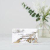 QRコードソーシャルメディアインテリアデザイン金ゴールド大理石 名刺 (スタンド正面)