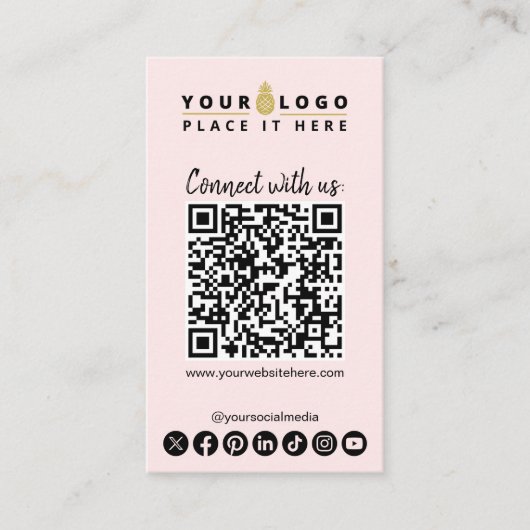 QRコードソーシャルメディアピンクとモダン接続 名刺 (正面)