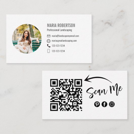 QRコードソーシャルメディアフォトプロフェッショナル 名刺 (正面/裏面)