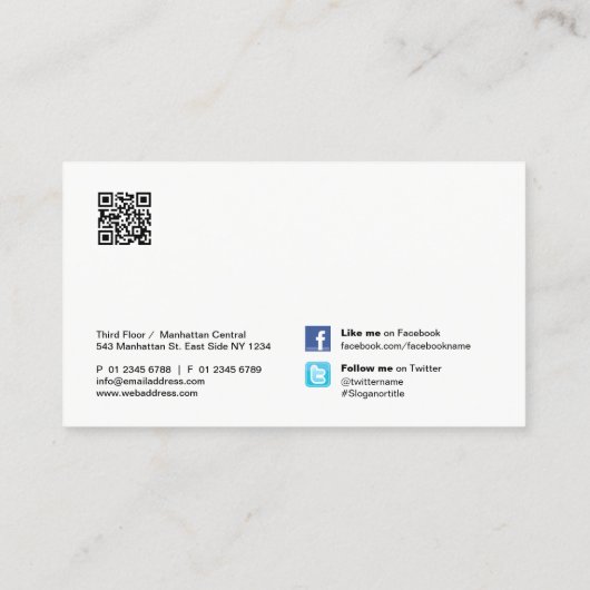 QRコードソーシャルメディアブルーウォーターカラー 名刺 (裏面)