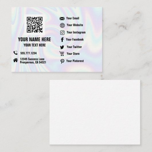 QRコードソーシャルメディアホログラム名刺 名刺 (正面/裏面)