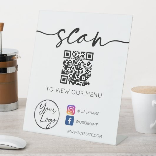 QRコードソーシャルメディアホワイト 台座サイン (インサイチュ)