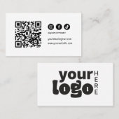 QRコードソーシャルメディアモダンエレガント白黒 名刺 (正面/裏面)