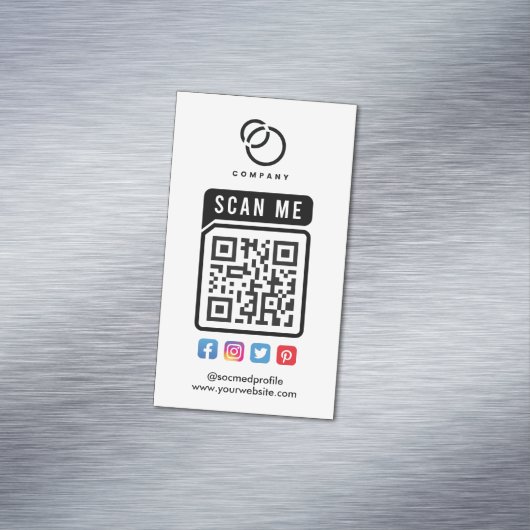 QRコードソーシャルメディアロゴのスキャンモダンシンプル マグネット名刺 (インサイチュ)