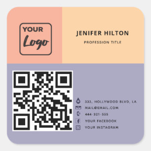QRコードソーシャルメディアロゴビジネスのミニマル スクエアシール