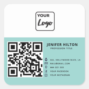 QRコードソーシャルメディアロゴビジネスのミニマル スクエアシール