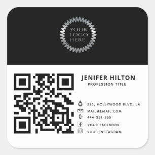QRコードソーシャルメディアロゴビジネスのミニマル スクエアシール