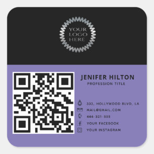 QRコードソーシャルメディアロゴビジネスのミニマル スクエアシール