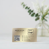 QRコードソーシャルメディアロゴビジネスのミニマル 名刺 (スタンド正面)