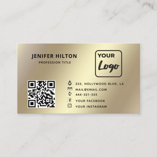 QRコードソーシャルメディアロゴビジネスのミニマル 名刺 (正面)