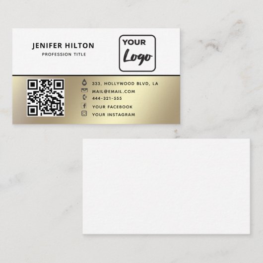 QRコードソーシャルメディアロゴビジネスのミニマル 名刺 (正面/裏面)