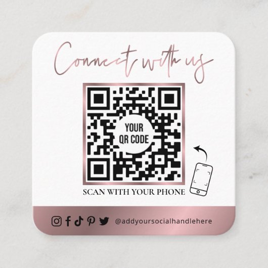 QRコードソーシャルメディアGlamバラ金ゴールドロゴ スクエア名刺 (正面)