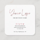 QRコードソーシャルメディアGlamバラ金ゴールドロゴ スクエア名刺 (裏面)