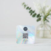 QRコードソーシャルメディアWebサイトホログラフィーモダン スクエア名刺 (スタンド正面)