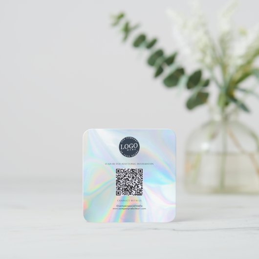 QRコードソーシャルメディアWebサイトホログラフィーモダン スクエア名刺 (スタンド正面)