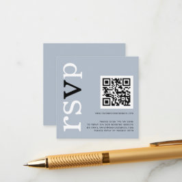 QRコードタイポグラフィダスティブルー結婚ズのオンラインRSVP エンクロージャーカード