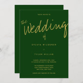 QRコードタイポグラフィ結婚緑 招待状 (正面/裏面)