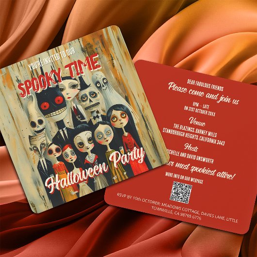 QRコードタイ不気味ムハロウィーン招待状 招待状