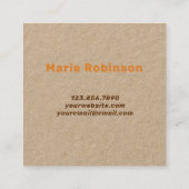 QRコードタンオレンジブラウンレトロGroovyクラフト スクエア名刺 (裏面)