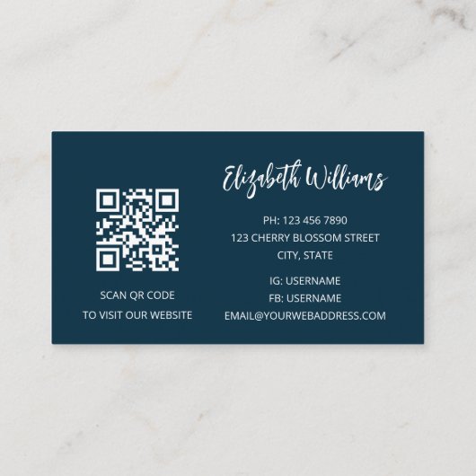 QRコードダイヤモンドきらめくメイクアップアーティスト 名刺 (裏面)