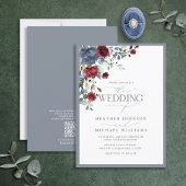 QRコードダスティブルーブルゴーニュ水彩フローラ 招待状