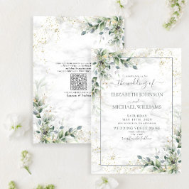 QRコードダスティユーカリ植物性金ゴールド緑 招待状