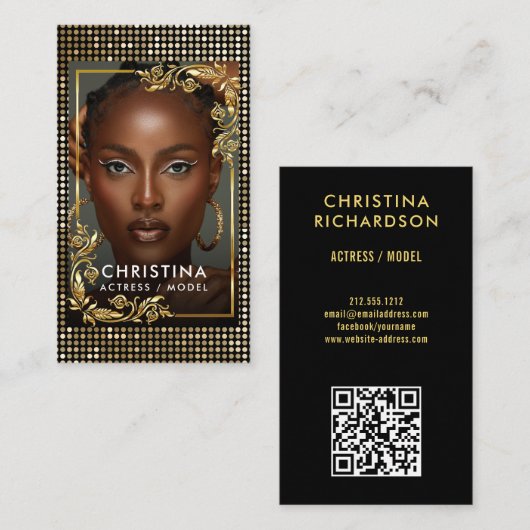 QRコードダンサーのカメラマンの写真をモデル 名刺 (正面/裏面)