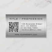 QRコードダークスタイリッシュシルバー色グラデーションのクラス 名刺 (裏面)