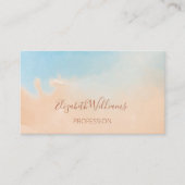 QRコードテラコッタブルー水彩背景 名刺 (正面)