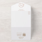 QRコードテラコッタリーピークレストモノグラム結婚ズ オールインワン招待状 (外側)