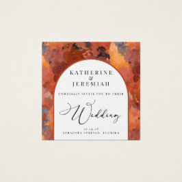 QRコードテラコモダンッタアーチ結婚式招待状