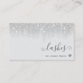 QRコードテンプレートかわいらしホワイトシルバーグリッター雨 名刺 (正面)