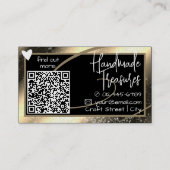 QRコードテンプレートスタイリッシュゴールデン金ゴールドフレームハート 名刺 (裏面)