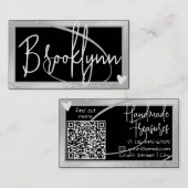 QRコードテンプレートスタイリッシュシルバーグレーフレームハート 名刺 (正面/裏面)