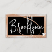 QRコードテンプレートスタイリッシュピーチオレンジ色のフレームハート 名刺 (正面)