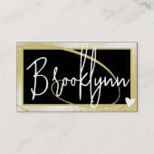 QRコードテンプレートスタイリッシュライト金ゴールドフレームハート 名刺 (正面)