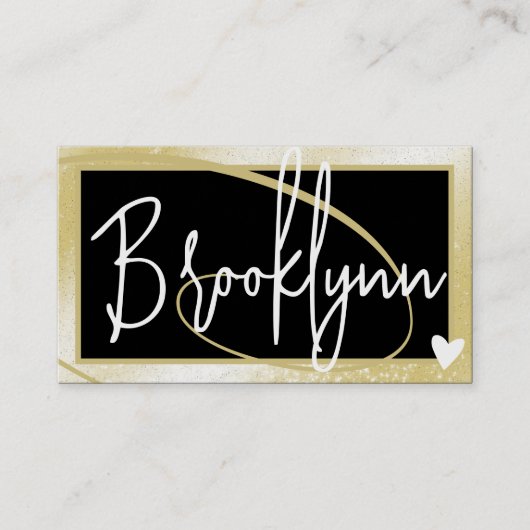 QRコードテンプレートスタイリッシュライト金ゴールドフレームハート 名刺 (正面)