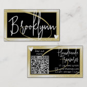 QRコードテンプレートスタイリッシュライト金ゴールドフレームハート 名刺 (正面/裏面)