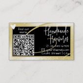 QRコードテンプレートスタイリッシュライト金ゴールドフレームハート 名刺 (裏面)