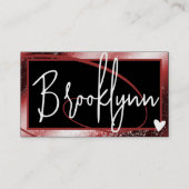 QRコードテンプレートスタイリッシュ赤ブルゴーニュフレームハート 名刺 (正面)