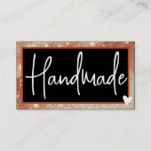 QRコードテンプレートスタイリッシュ金ゴールド茶色フレームハート 名刺 (正面)