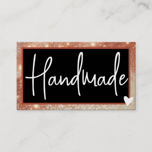 QRコードテンプレートスタイリッシュ金ゴールド茶色フレームハート 名刺 (正面)